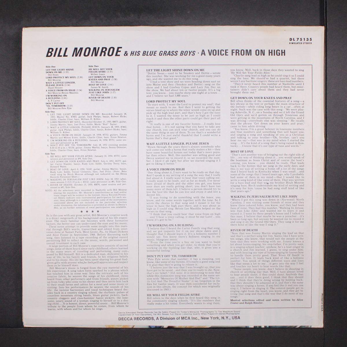 a voice from on high by BILL MONROE