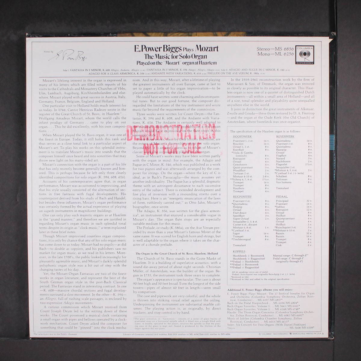plays mozart by E. POWER BIGGS