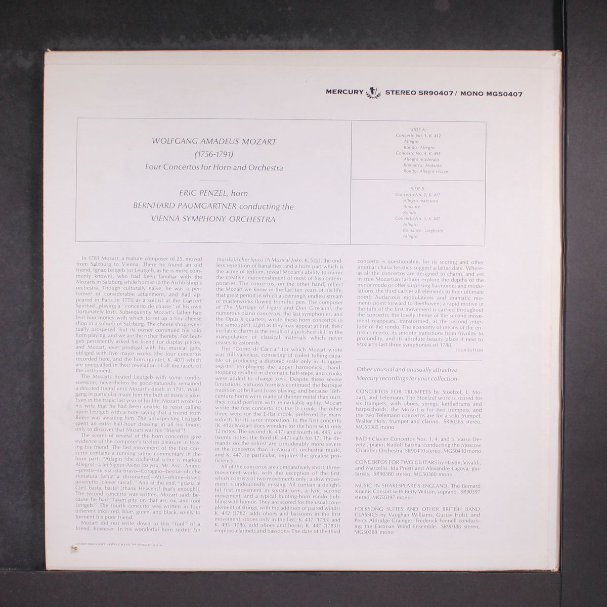 mozart; horn concertos nos. 1, 2, 3, 4 by BERNHARD PAUMGARTNER