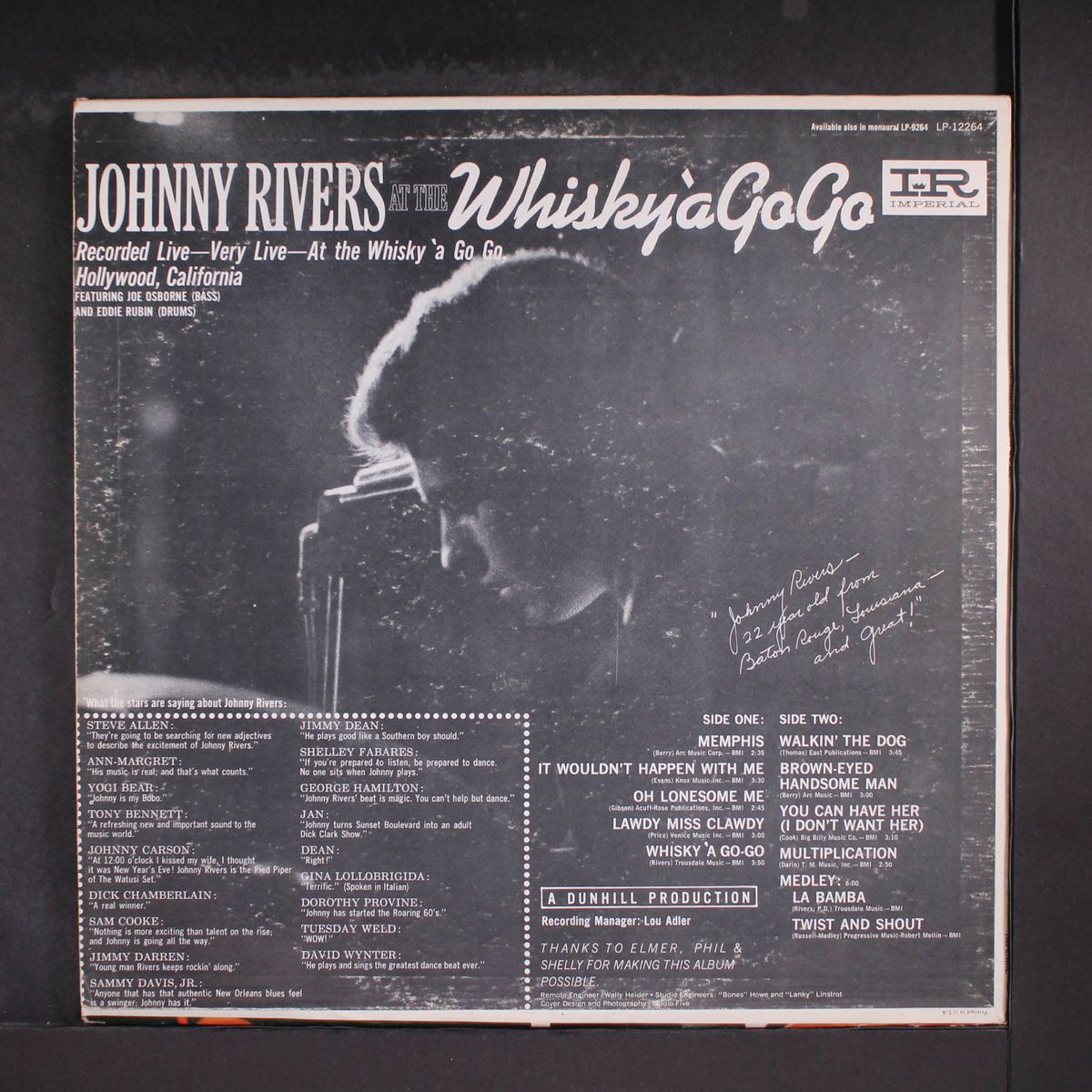 at the whisky a go go by JOHNNY RIVERS