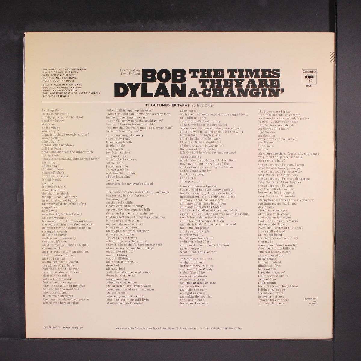 the times they are a-changin' by BOB DYLAN