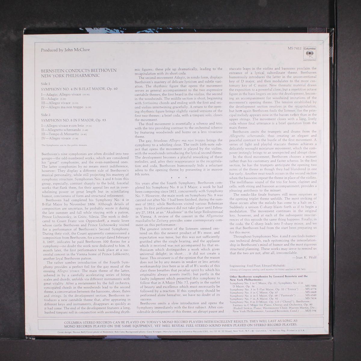 beethoven symphony no. 4 & no. 8 by LEONARD BERNSTEIN