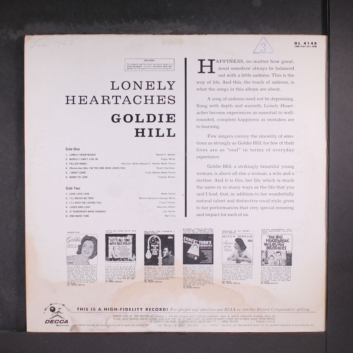 lonely heartaches by GOLDIE HILL