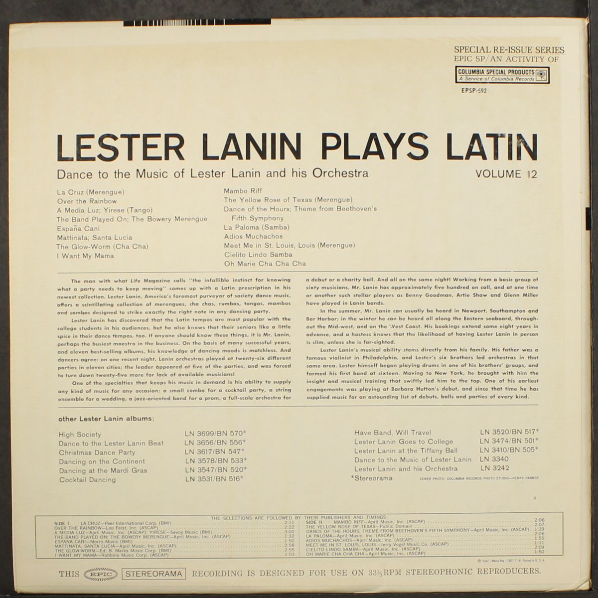 plays latin by LESTER LANIN