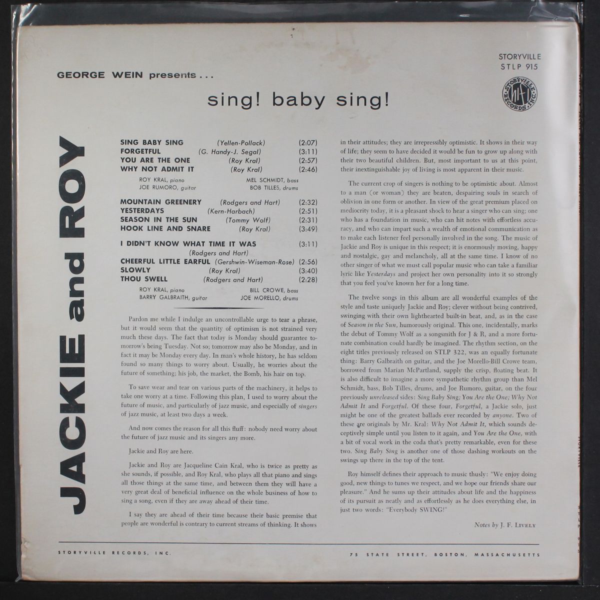 sing! baby sing! by JACKIE CAIN & ROY KRAL
