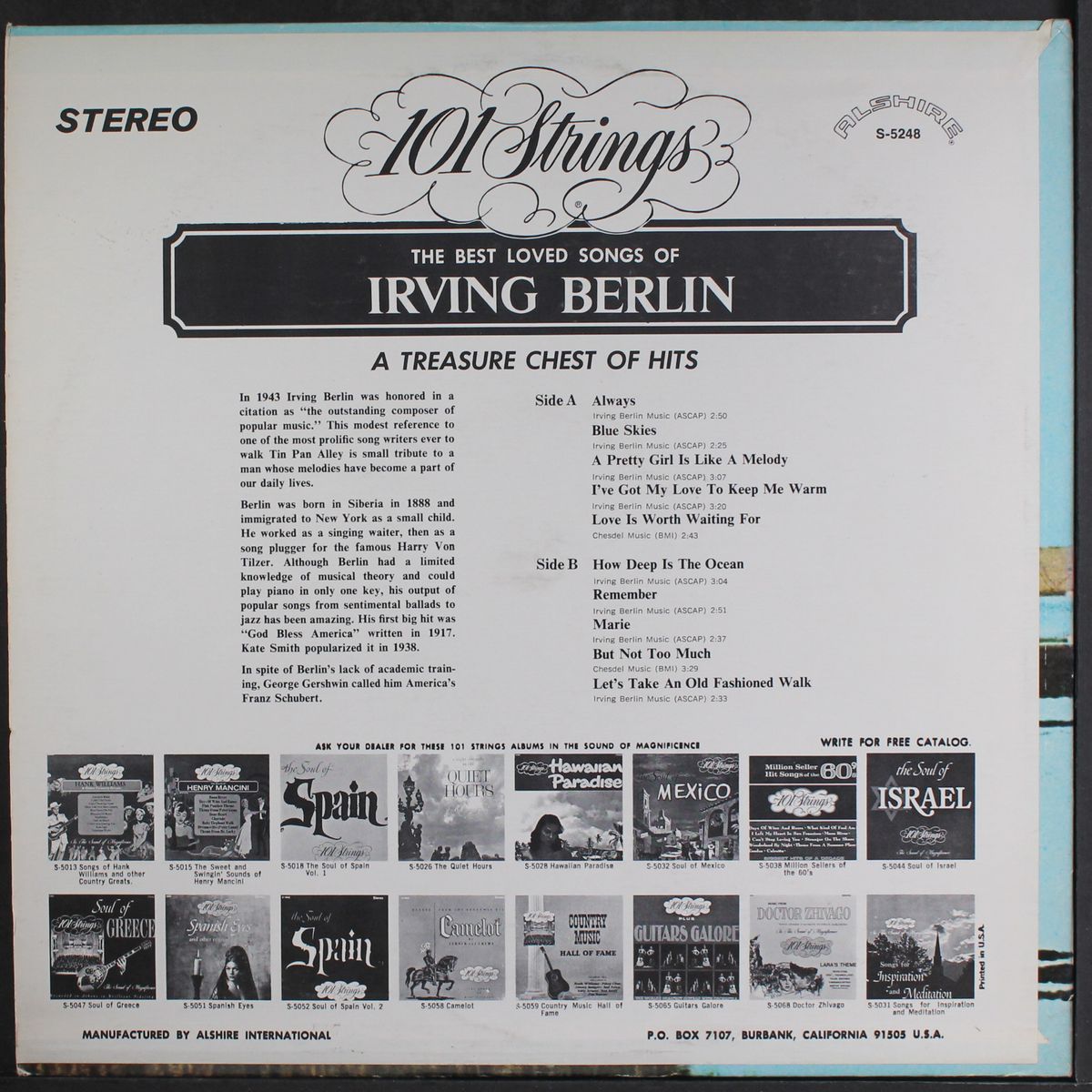 a treasure chest of hits by irving berlin by 101 STRINGS