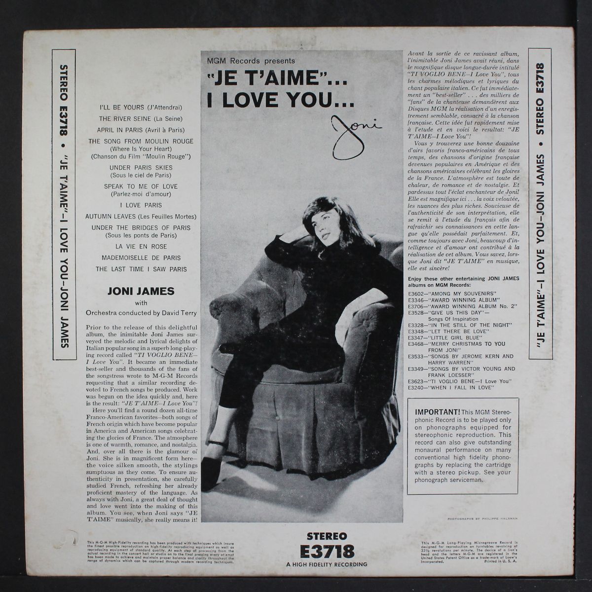 je t'aime...i love you by JONI JAMES
