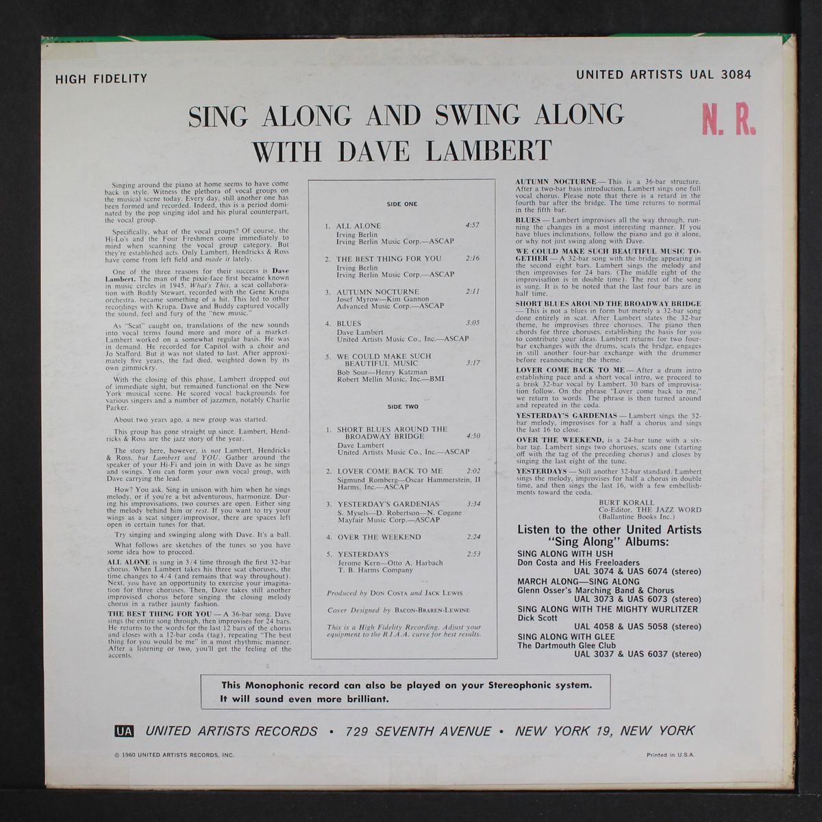 sing/swing along with by DAVE LAMBERT
