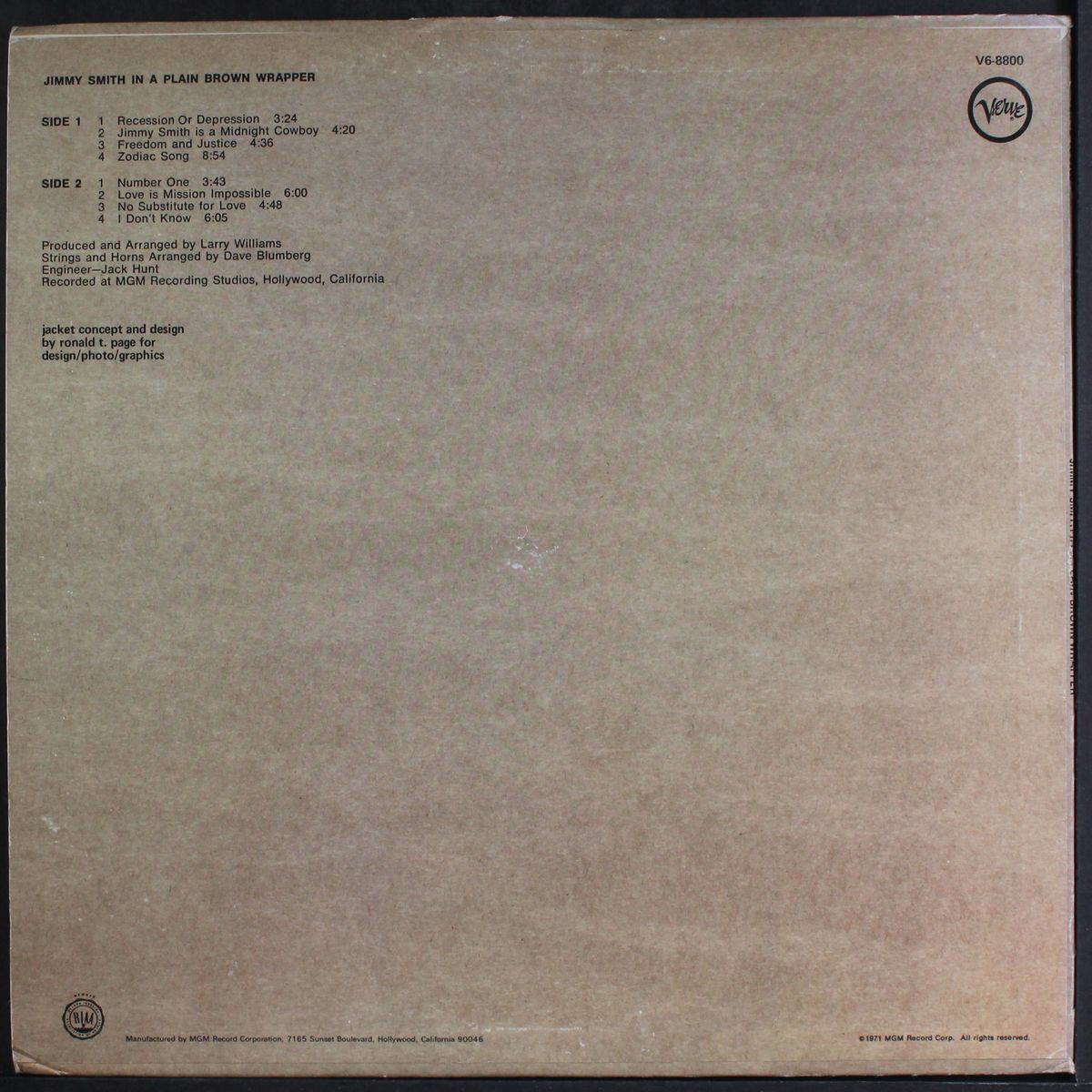 in a plain brown wrapper by JIMMY SMITH