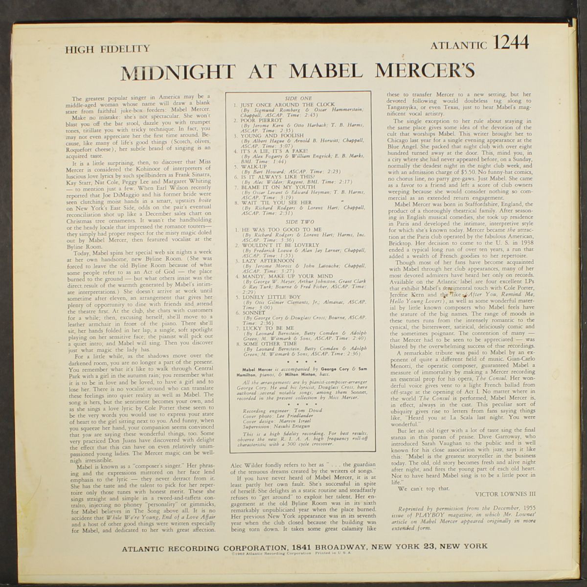 midnight at mabel mercer's by MABEL MERCER