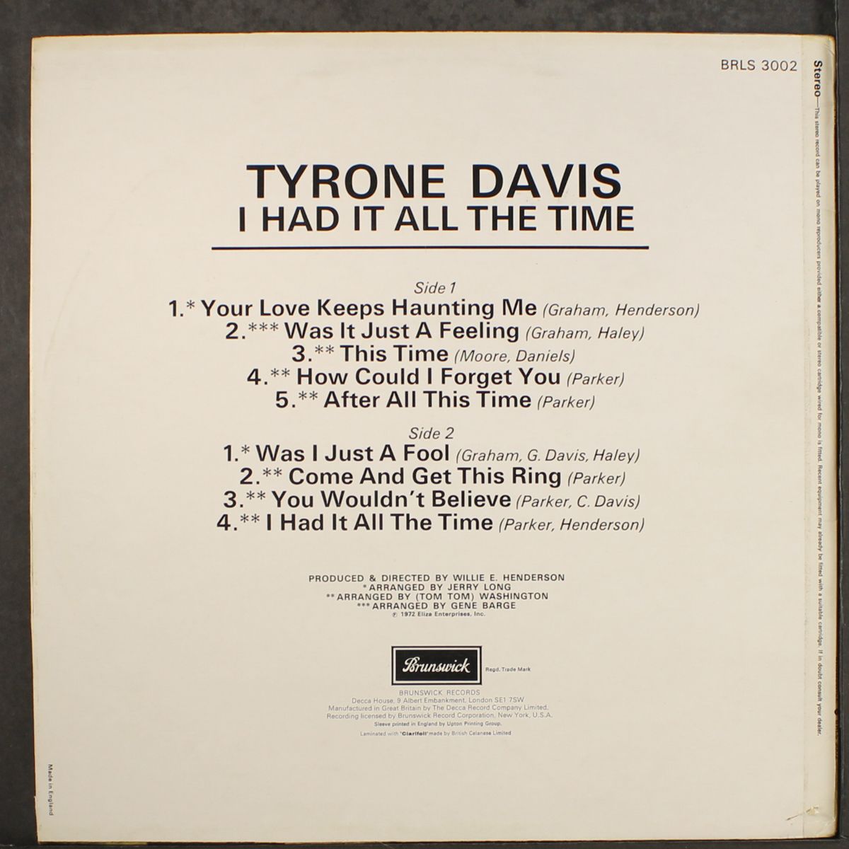 i had it all the time by TYRONE DAVIS