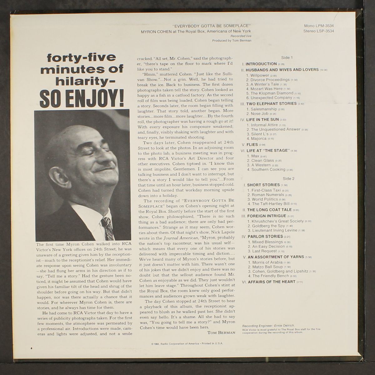 everybody gotta be someplace by MYRON COHEN