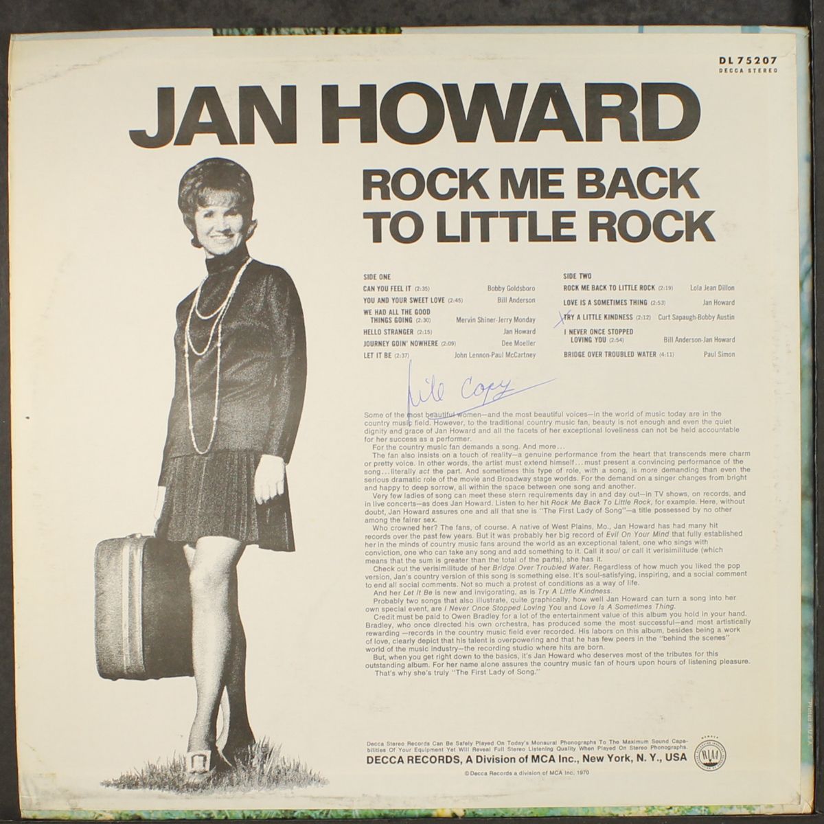 rock me back to little rock by JAN HOWARD