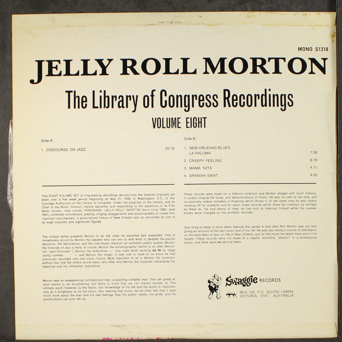 the library of congress recordings, vol. 8 by JELLY ROLL MORTON