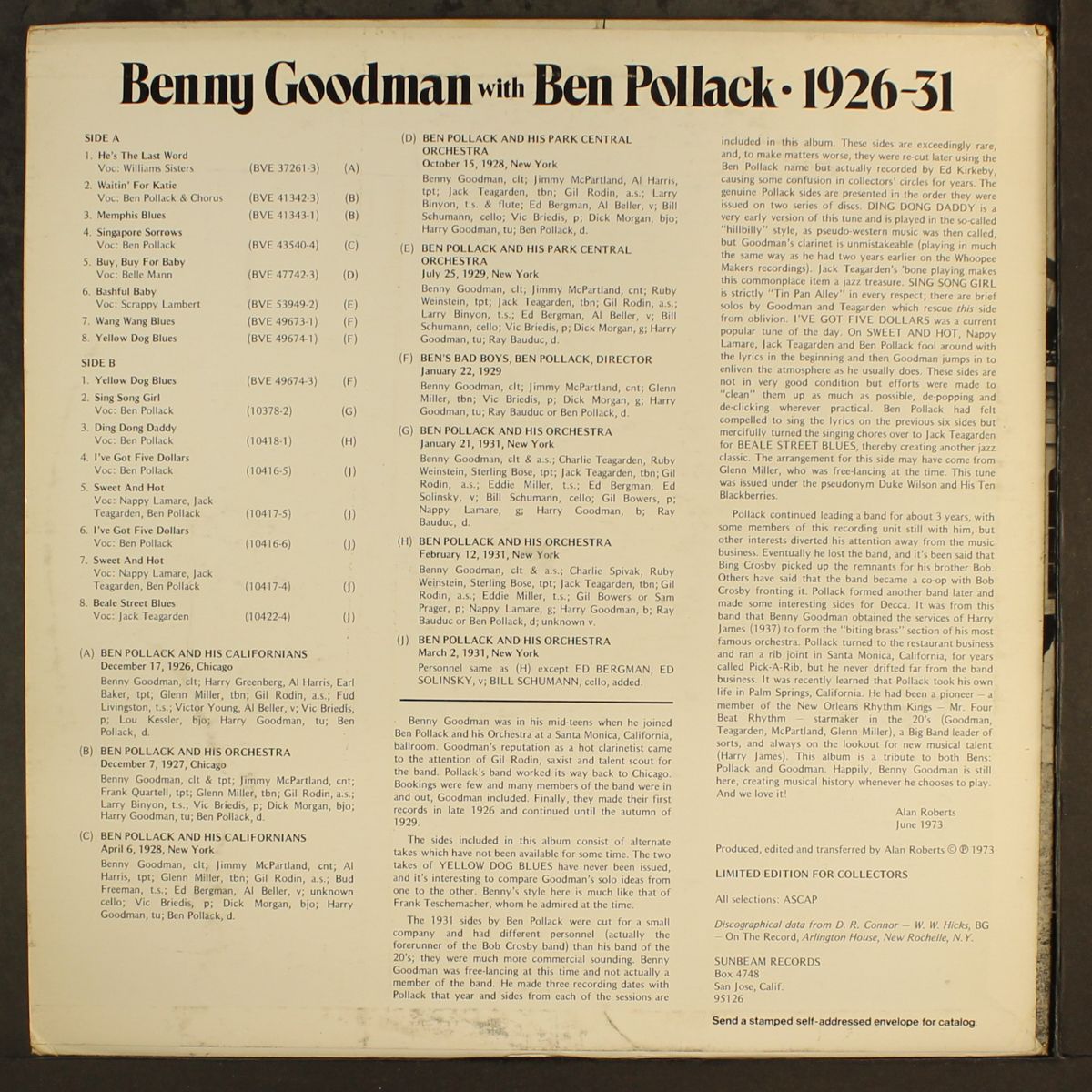 benny goodman with ben pollack 1926-31 by BEN POLLACK