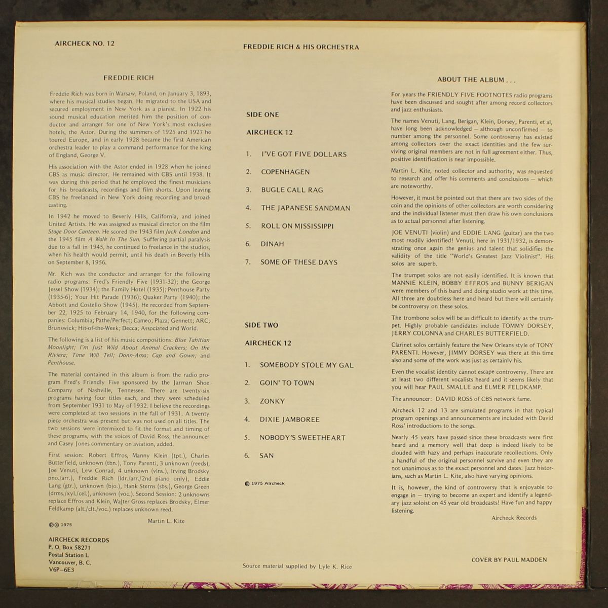 friendly five footnotes on the air, vol. 1 1932 by FREDDIE RICH