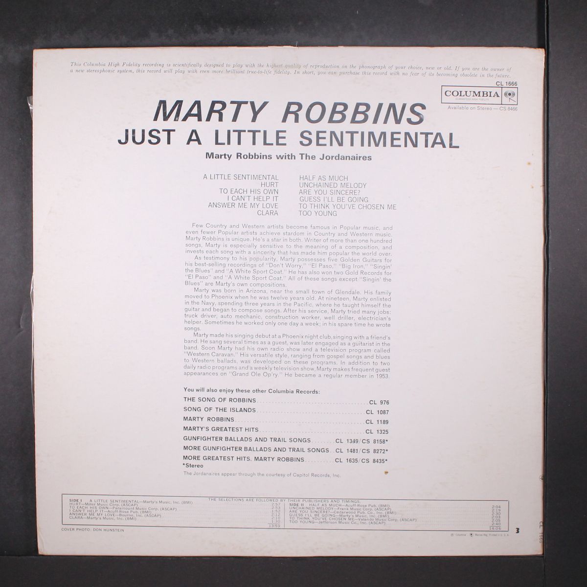 just a little sentimental by MARTY ROBBINS