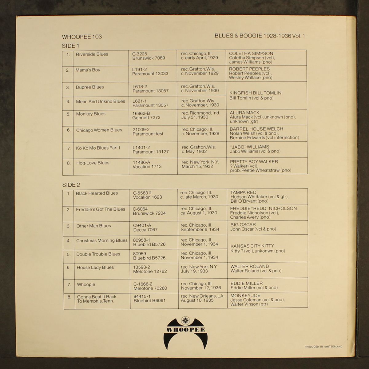 blues & boogie 1928-1936, vol. 1 by VARIOUS