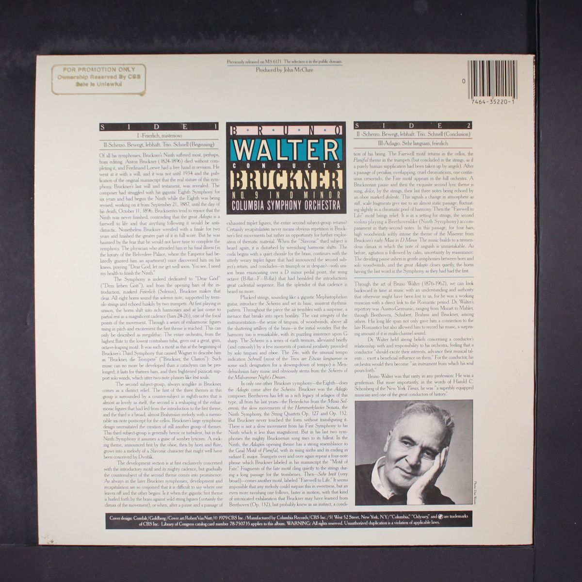conducts bruckner by BRUNO WALTER