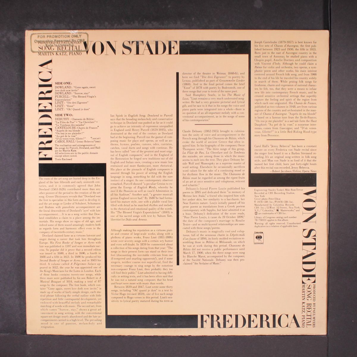 song recital by FREDERICA VON STADE