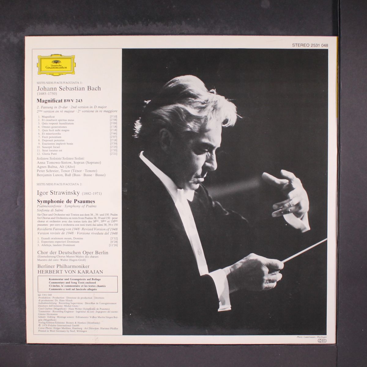 bach: magnificat / stravinsky: symphonie de psaumes by HERBERT VON KARAJAN