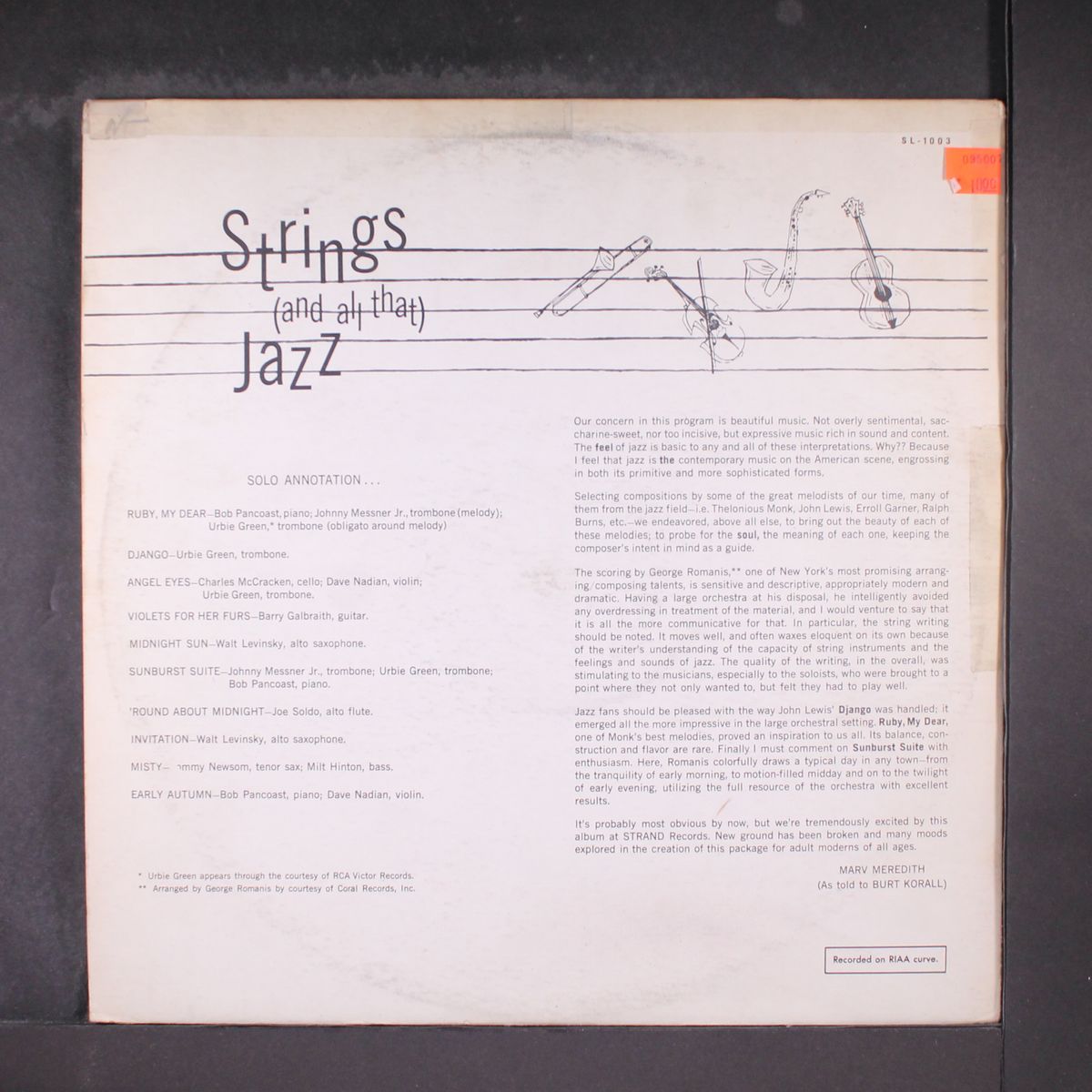 strings and all that jazz by MARV MEREDITH