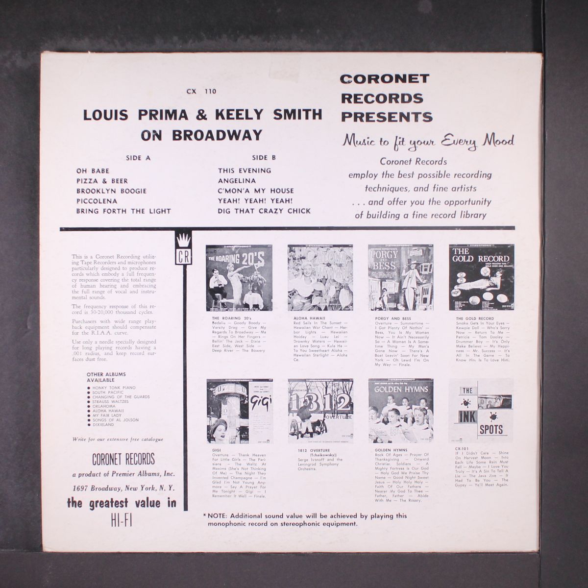 on broadway by LOUIS PRIMA & KEELEY SMITH