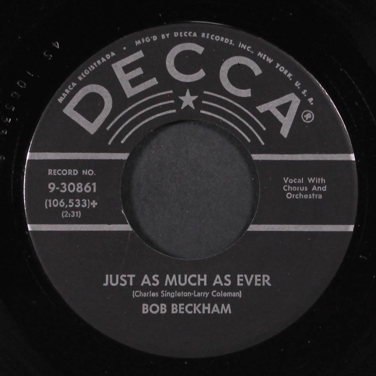 just as much as ever / your sweet love by BOB BECKHAM