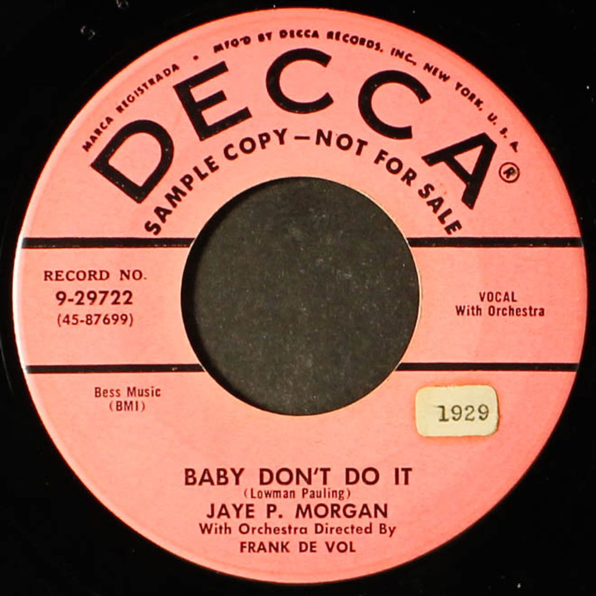 baby don't do it by JAYE P. MORGAN