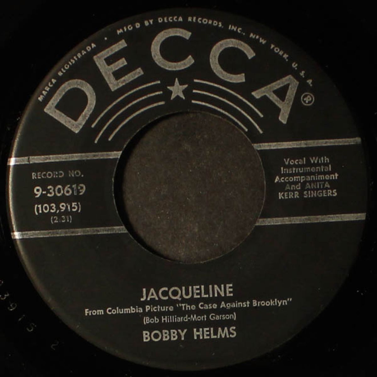 jacqueline / living in the shadow of the past by BOBBY HELMS