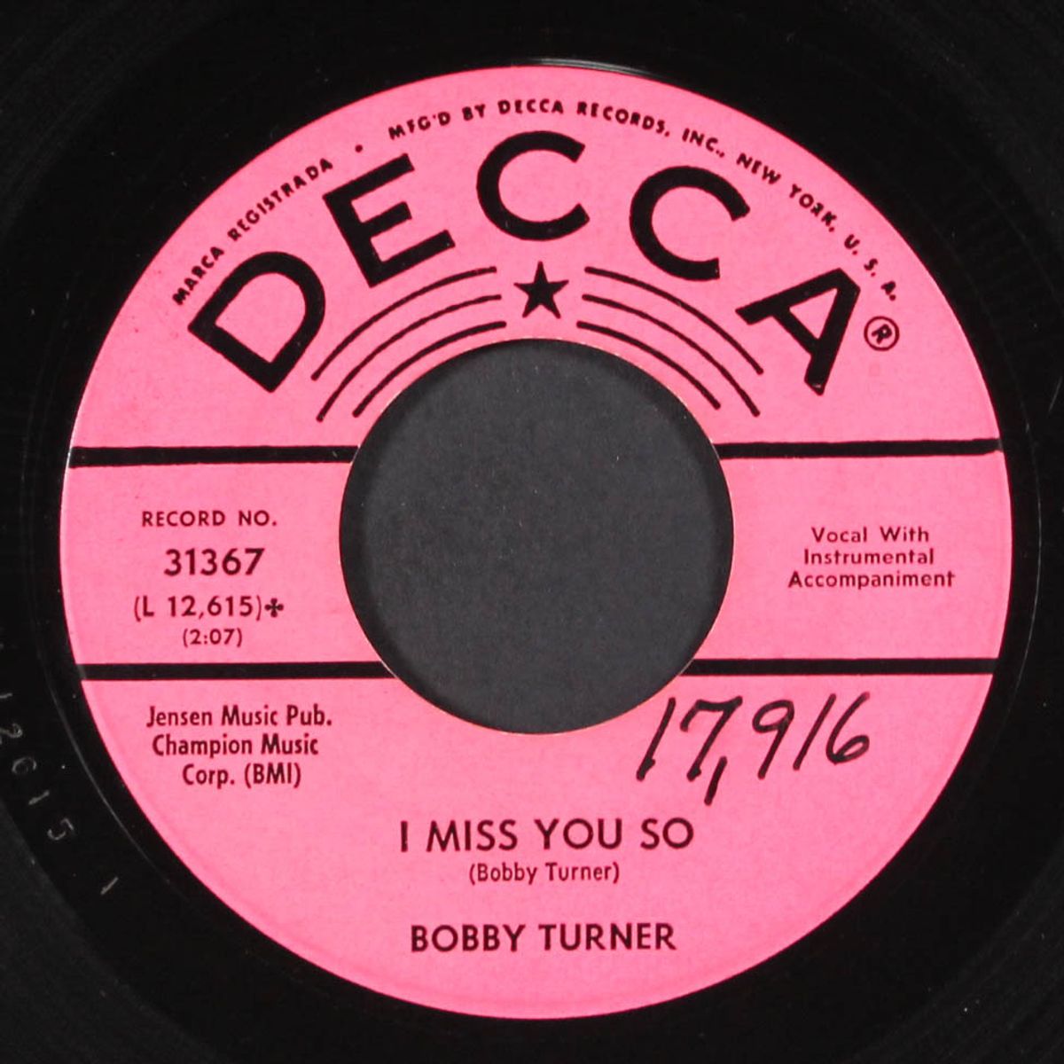 baby baby baby / i miss you so by BOBBY TURNER