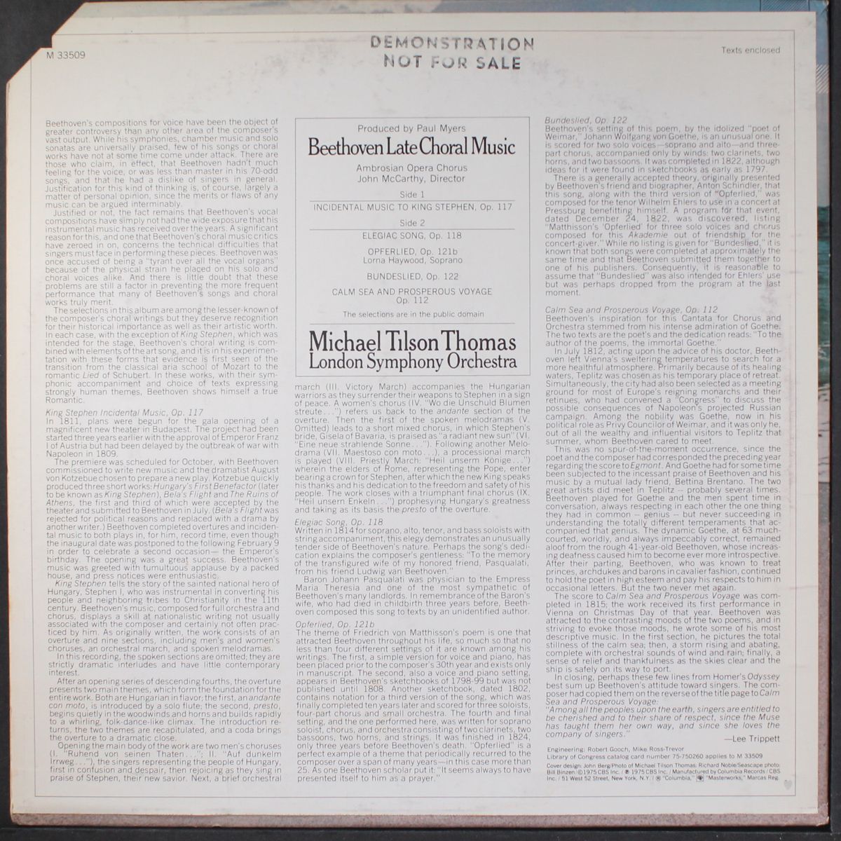 beethoven: late choral music by MICHAEL TILSON THOMAS