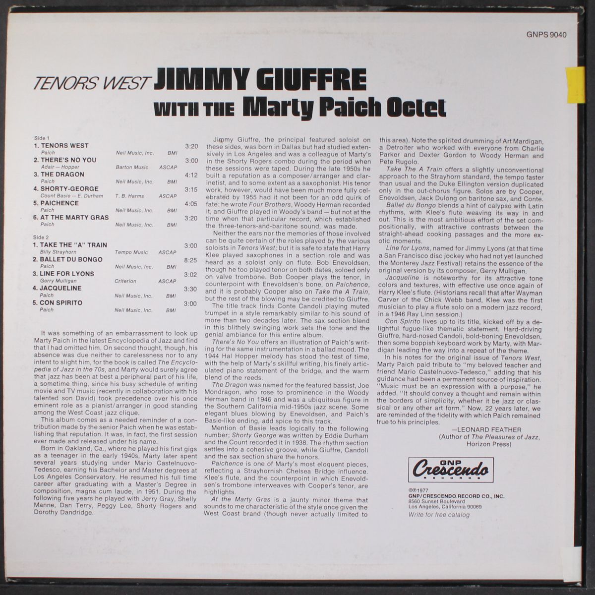 tenors west by JIMMY GIUFFRE & MARTY PAICH