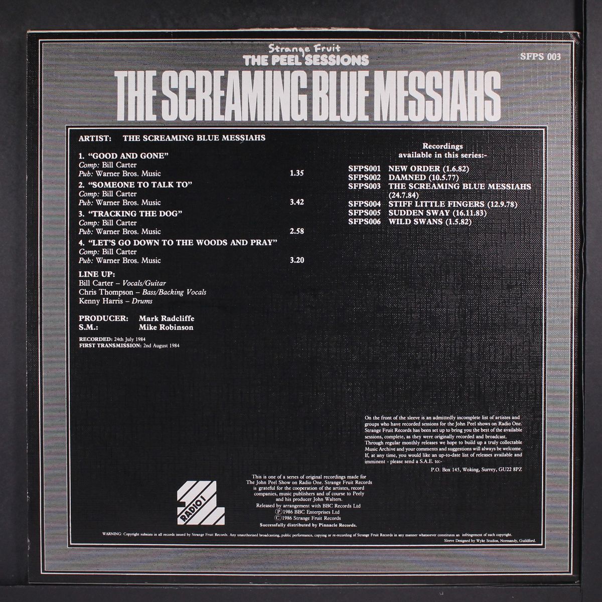 the peel sessions by SCREAMING BLUE MESSIAHS