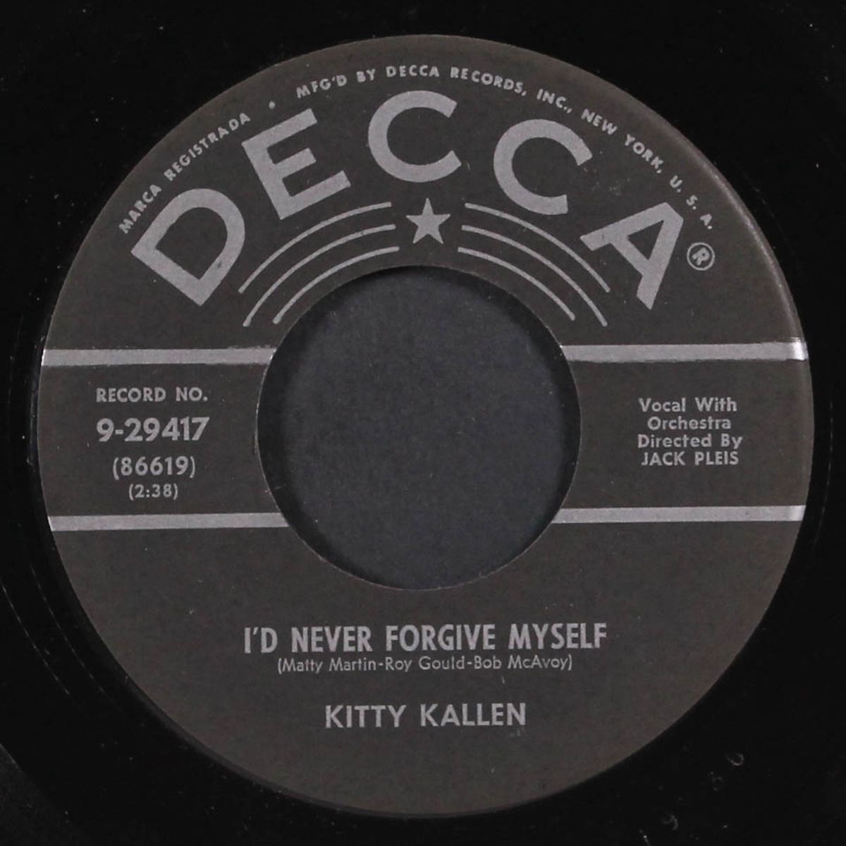 i'd never forgive myself by KITTY KALLEN