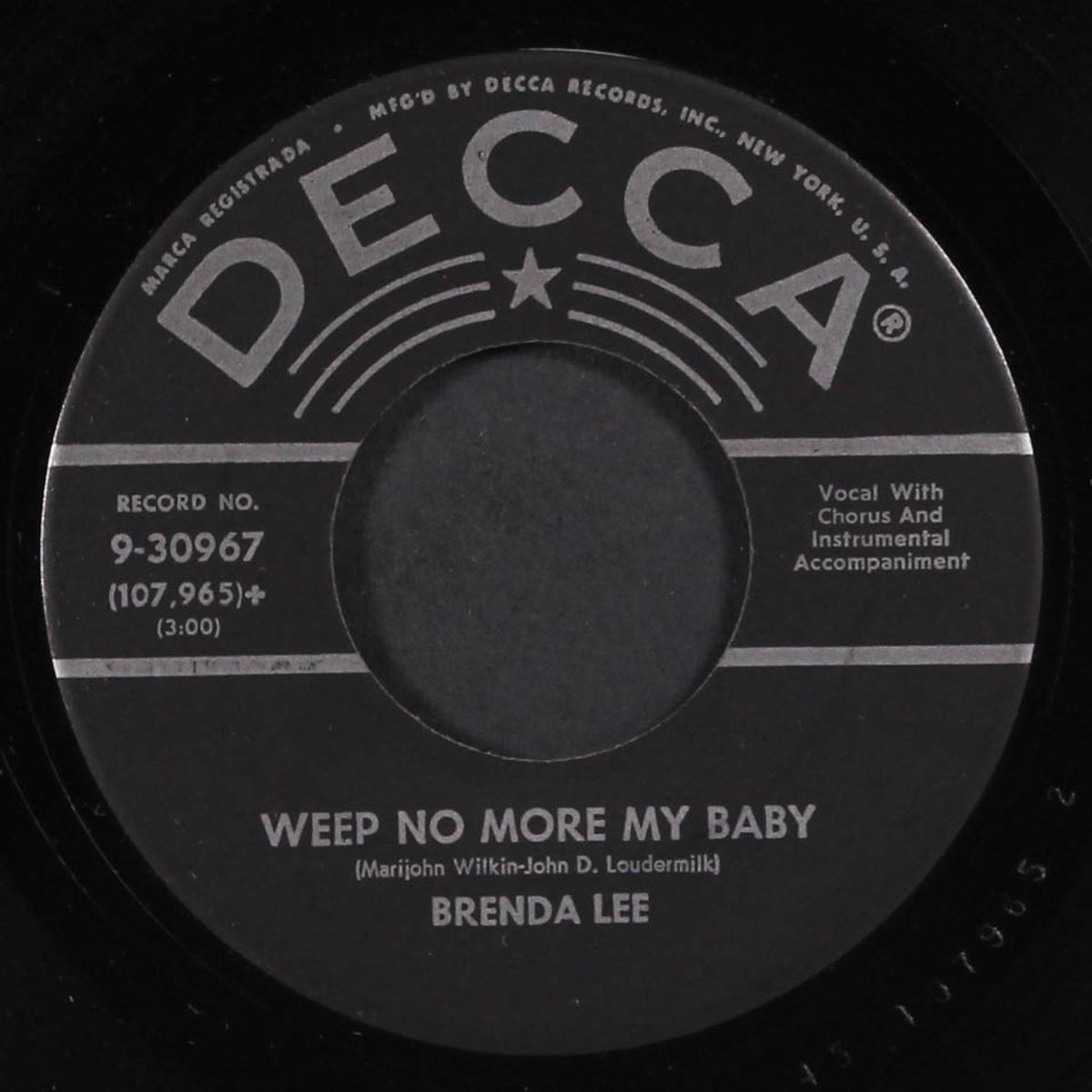 sweet nothin's / weep no more my baby by BRENDA LEE