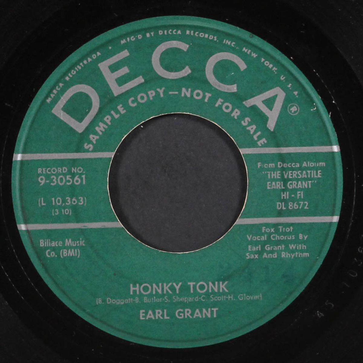 honky tonk / next time you see me by EARL GRANT