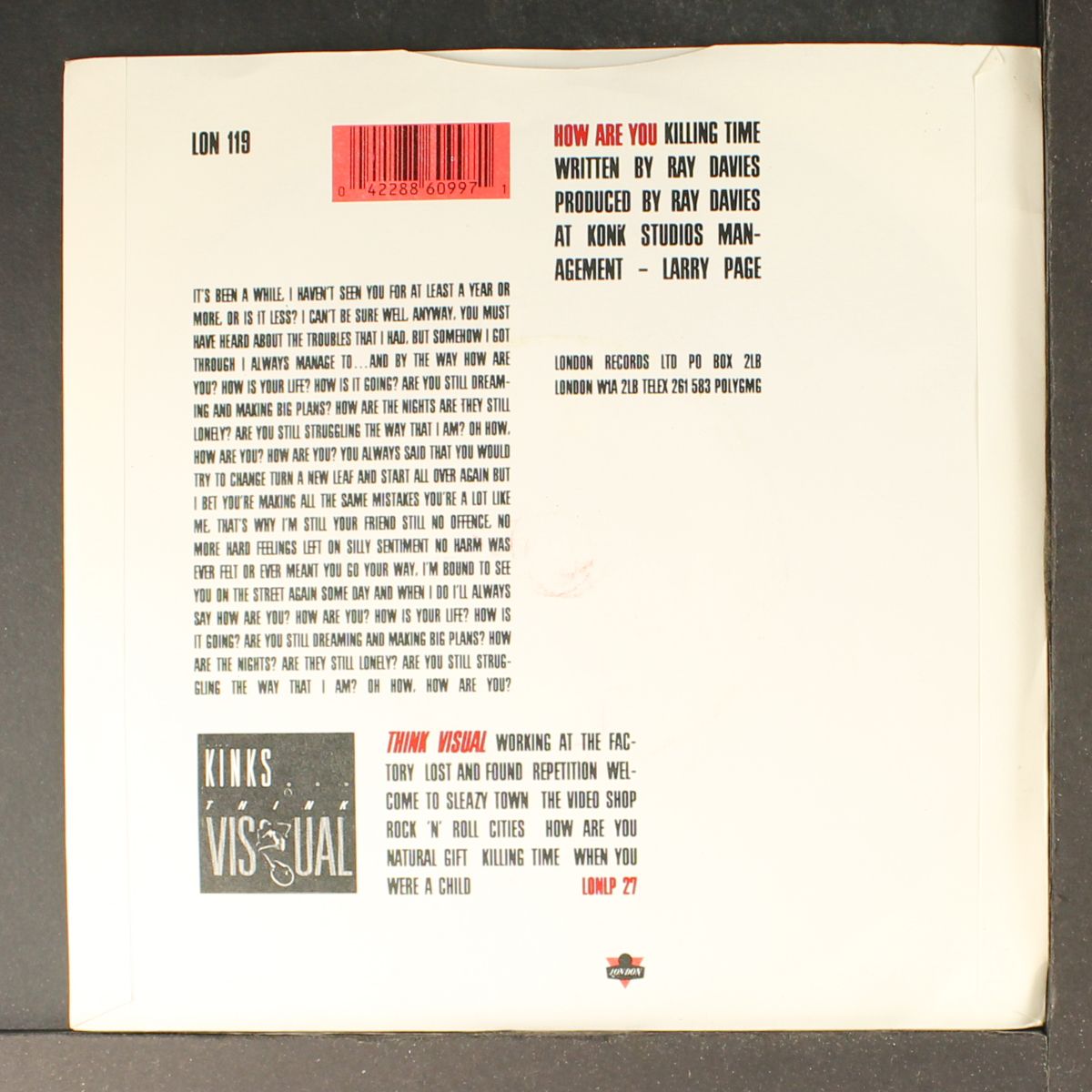 how are you / killing time by KINKS