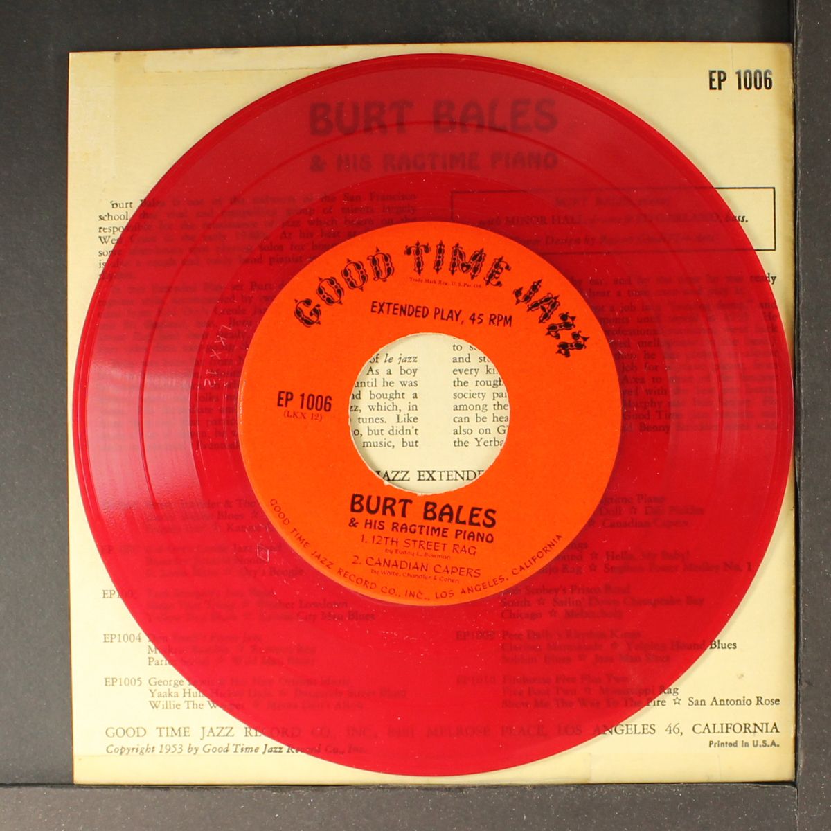 & his ragtime piano by BURT BALES