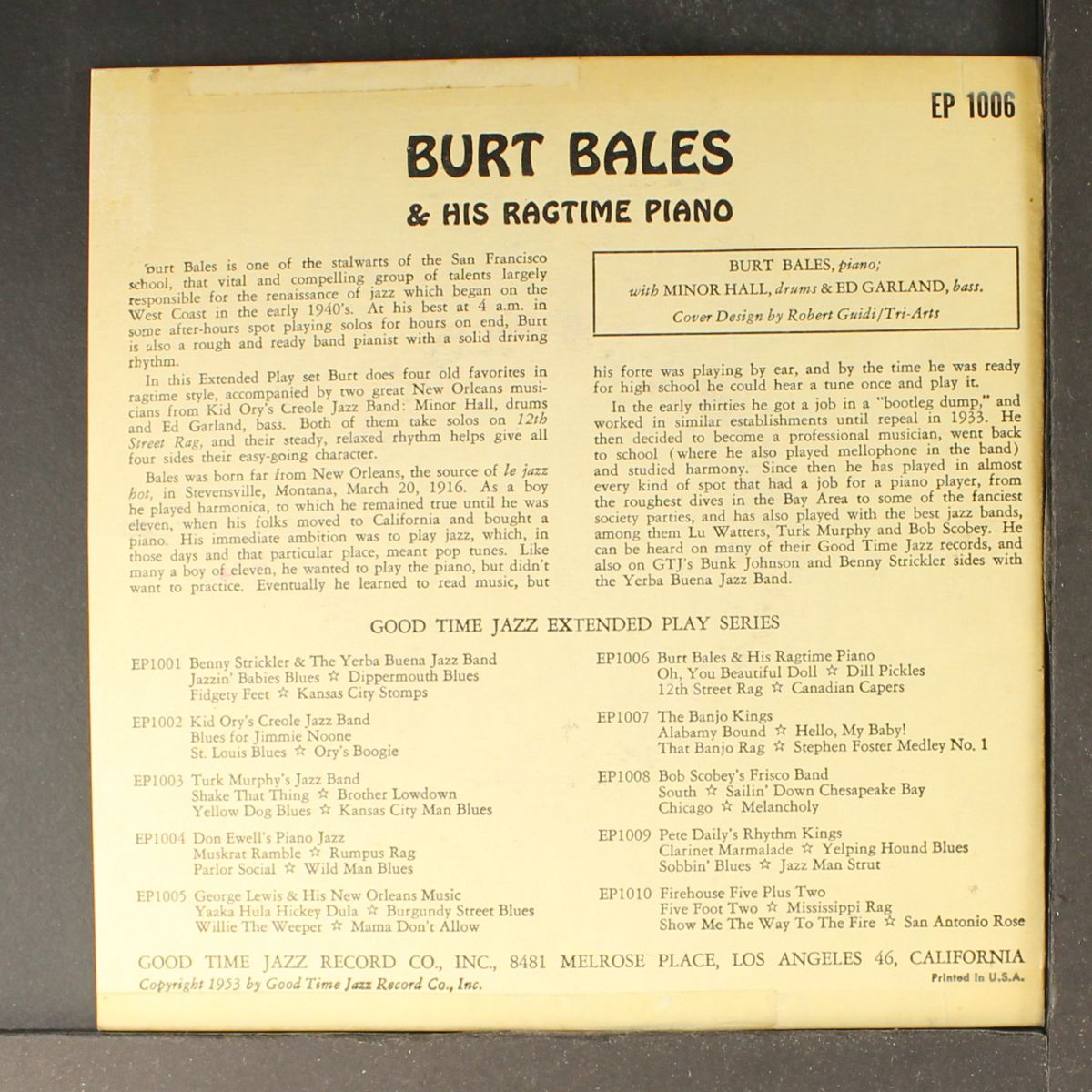 & his ragtime piano by BURT BALES