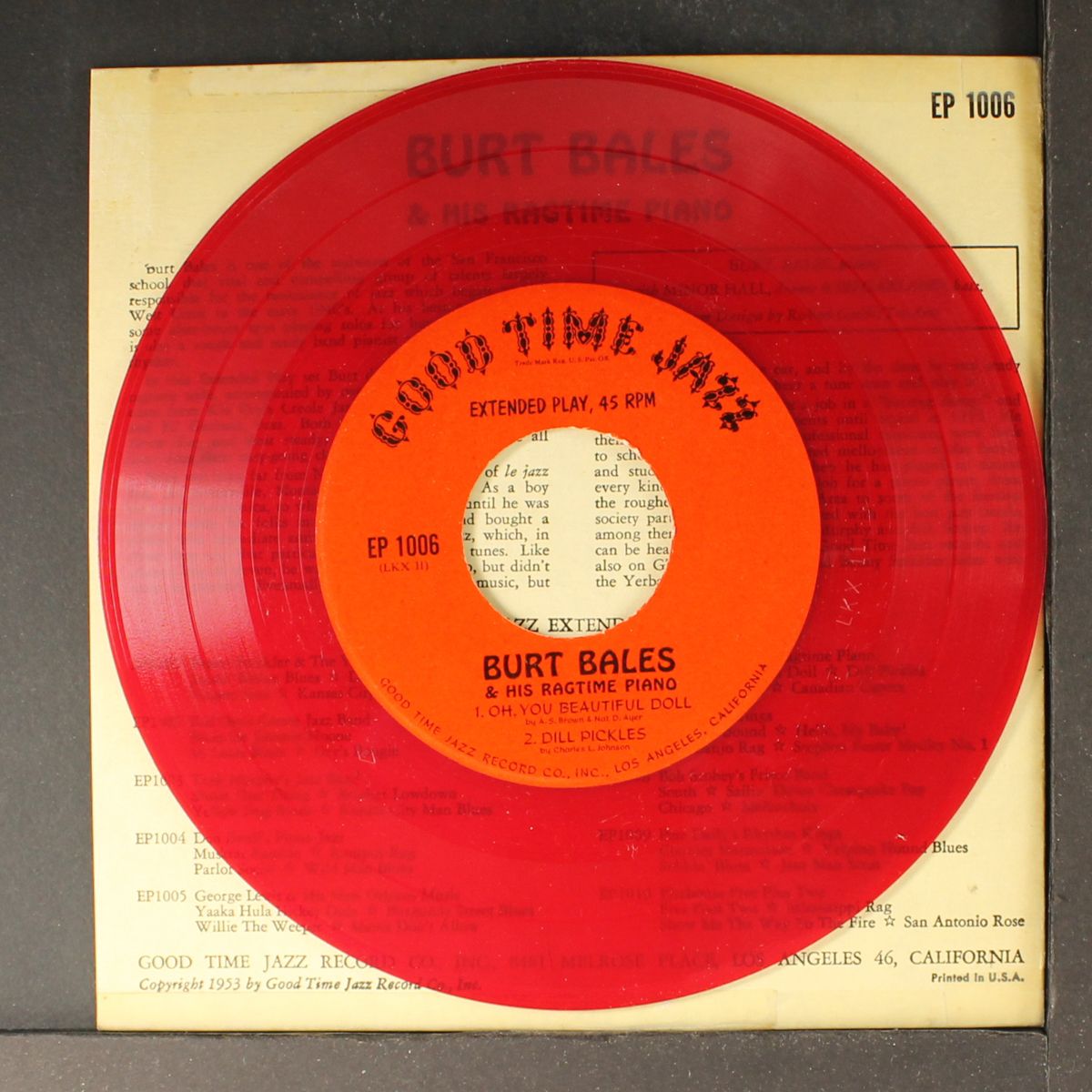 & his ragtime piano by BURT BALES