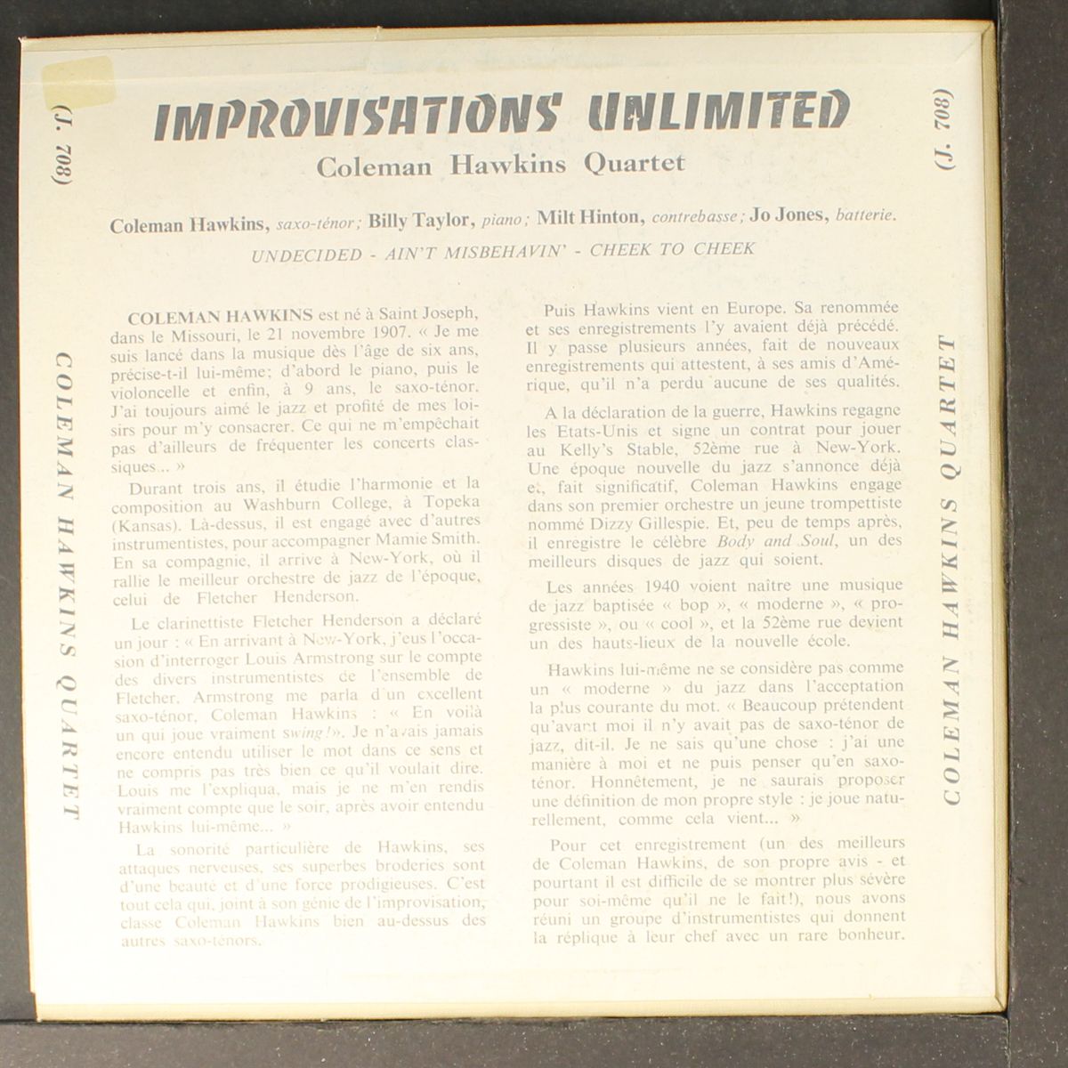 improvisations unlimited by COLEMAN HAWKINS