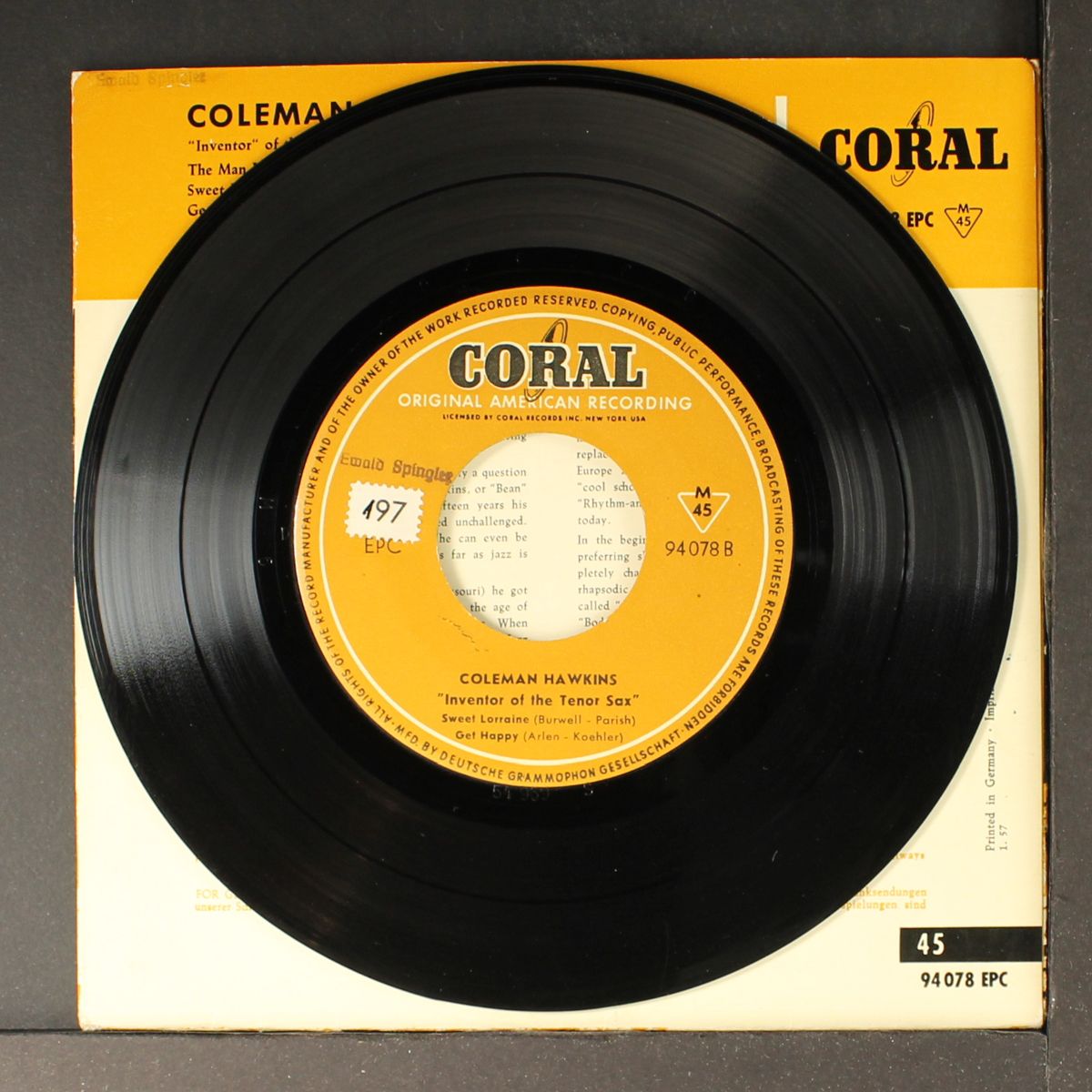 inventor of the tenor sax by COLEMAN HAWKINS