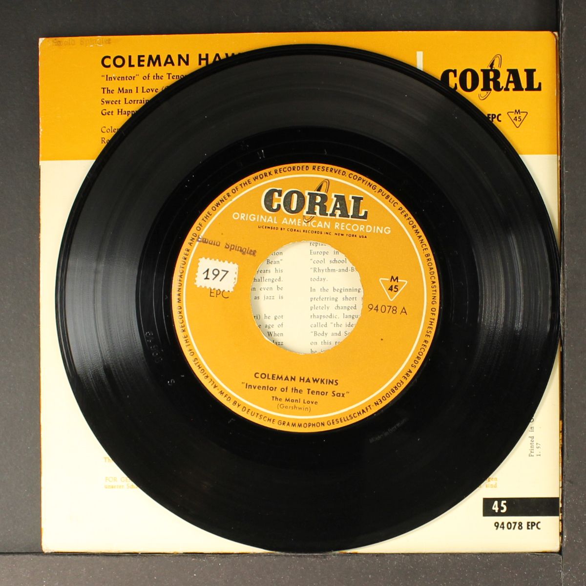 inventor of the tenor sax by COLEMAN HAWKINS