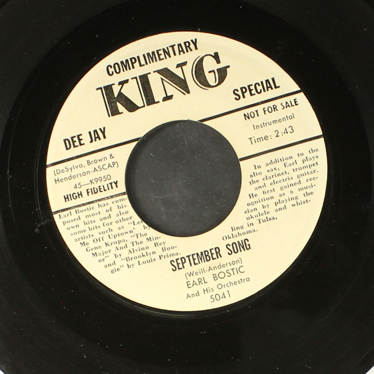 temptation / september song by EARL BOSTIC