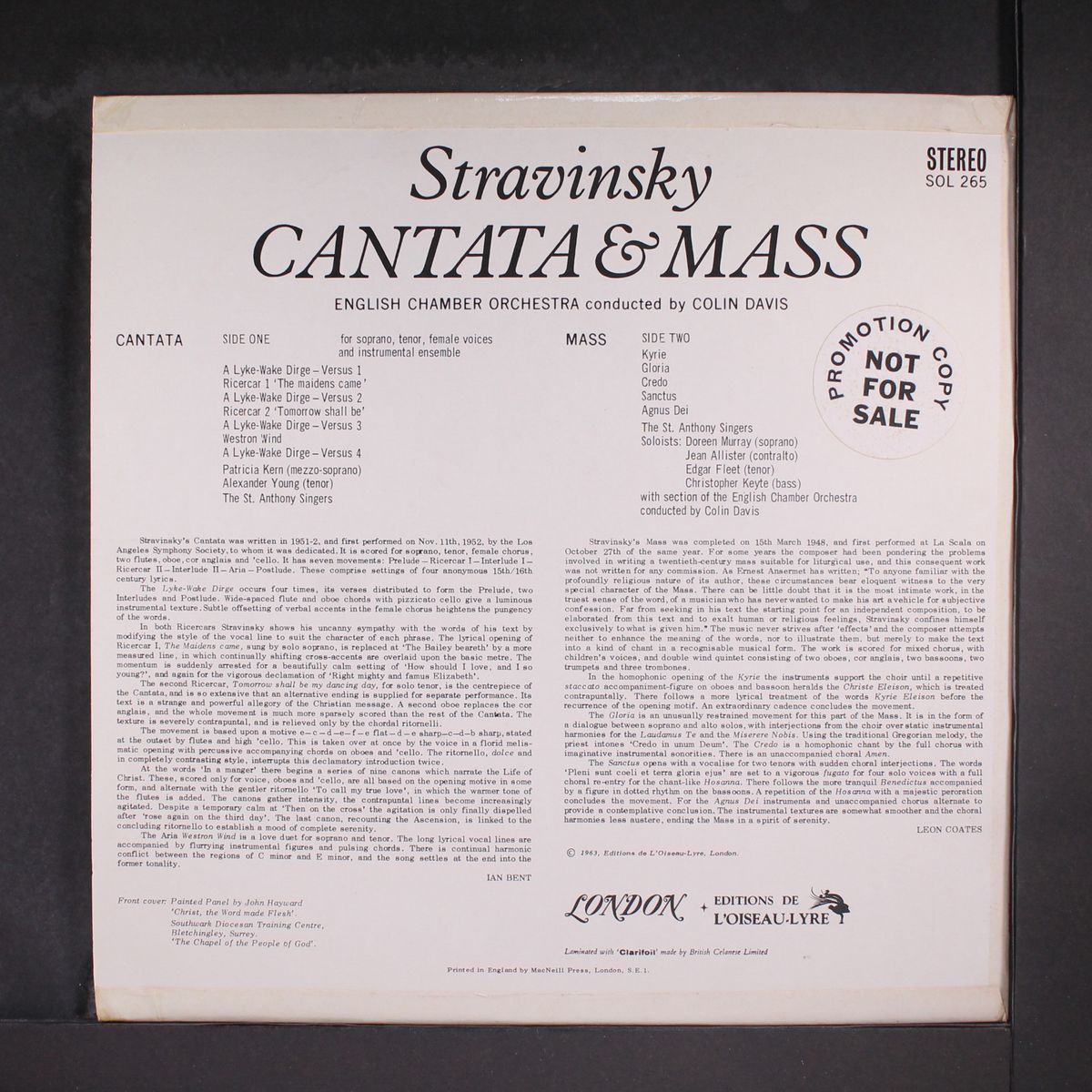 stravinsky: cantata & mass by COLIN DAVIS