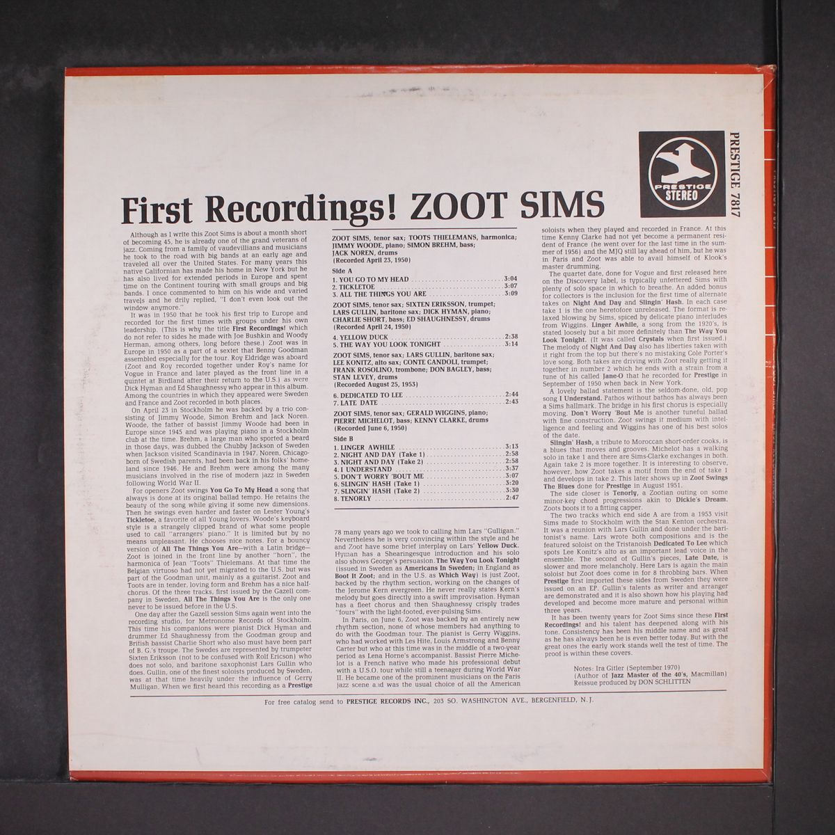 first recordings! by ZOOT SIMS
