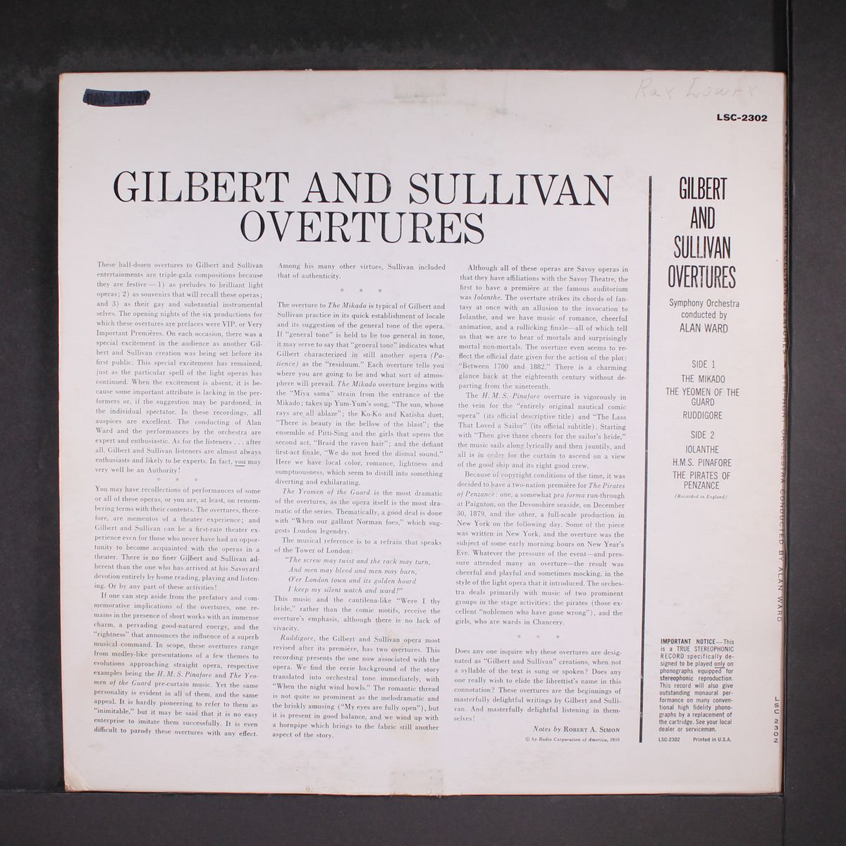 gilbert & sullivan overtures by ALAN WARD