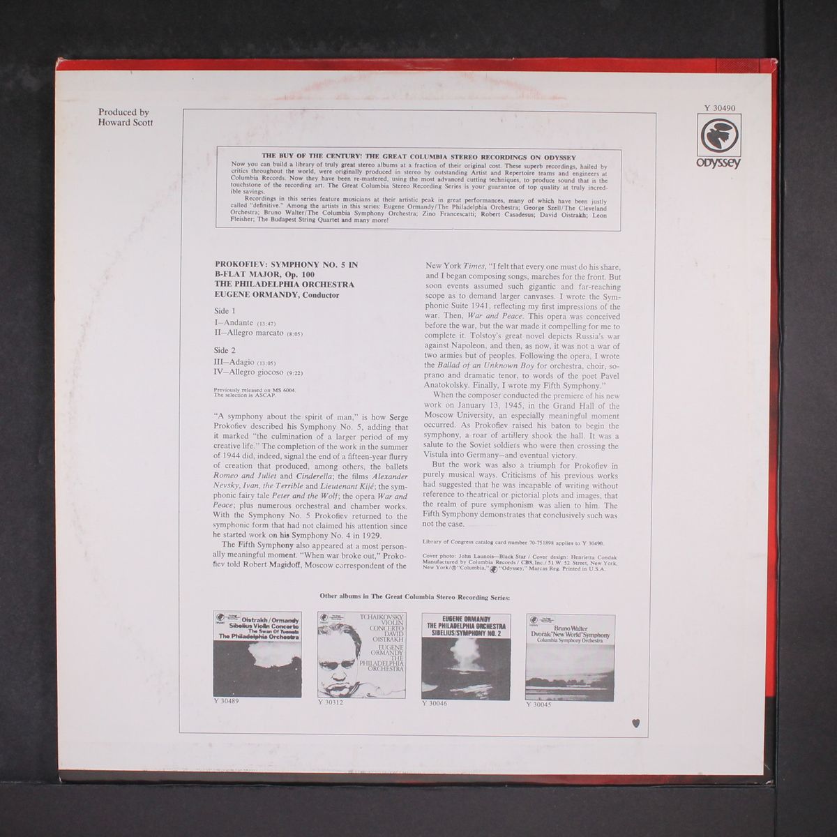 prokofiev: symphony no.5 by EUGENE ORMANDY
