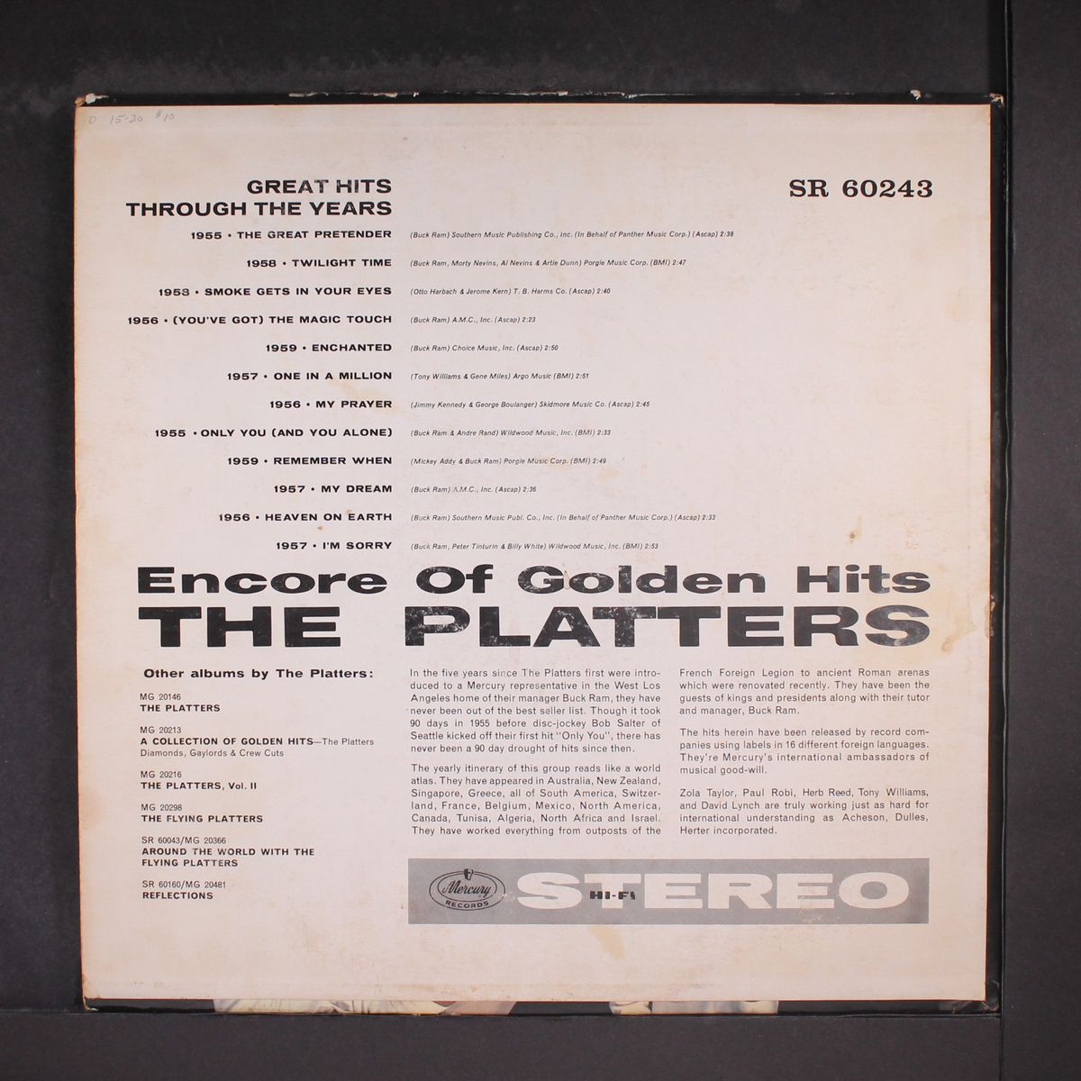 encore of golden hits by PLATTERS